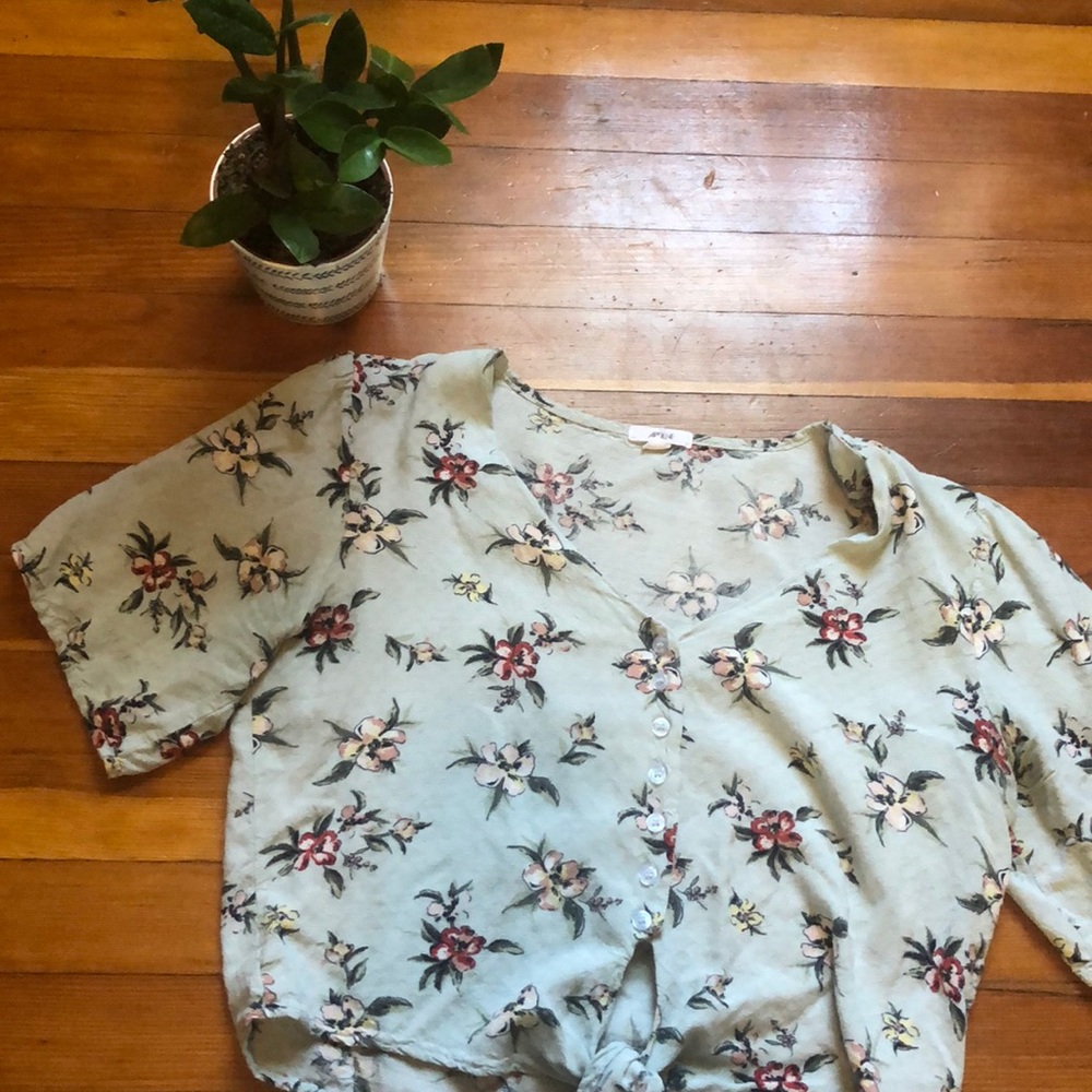 Blue floral Ardennes crop top